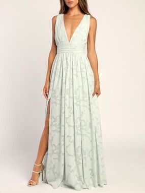 Lulus Sweet Sophistication Sage Green Burnout Floral Maxi Dress - Size M